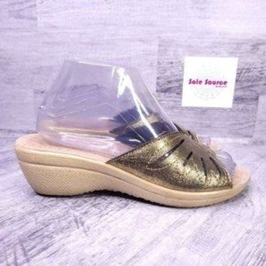 Fly Flot Metallic Wedge Slide Sandal Gold sz 38 IT Women's sz 6.5 US